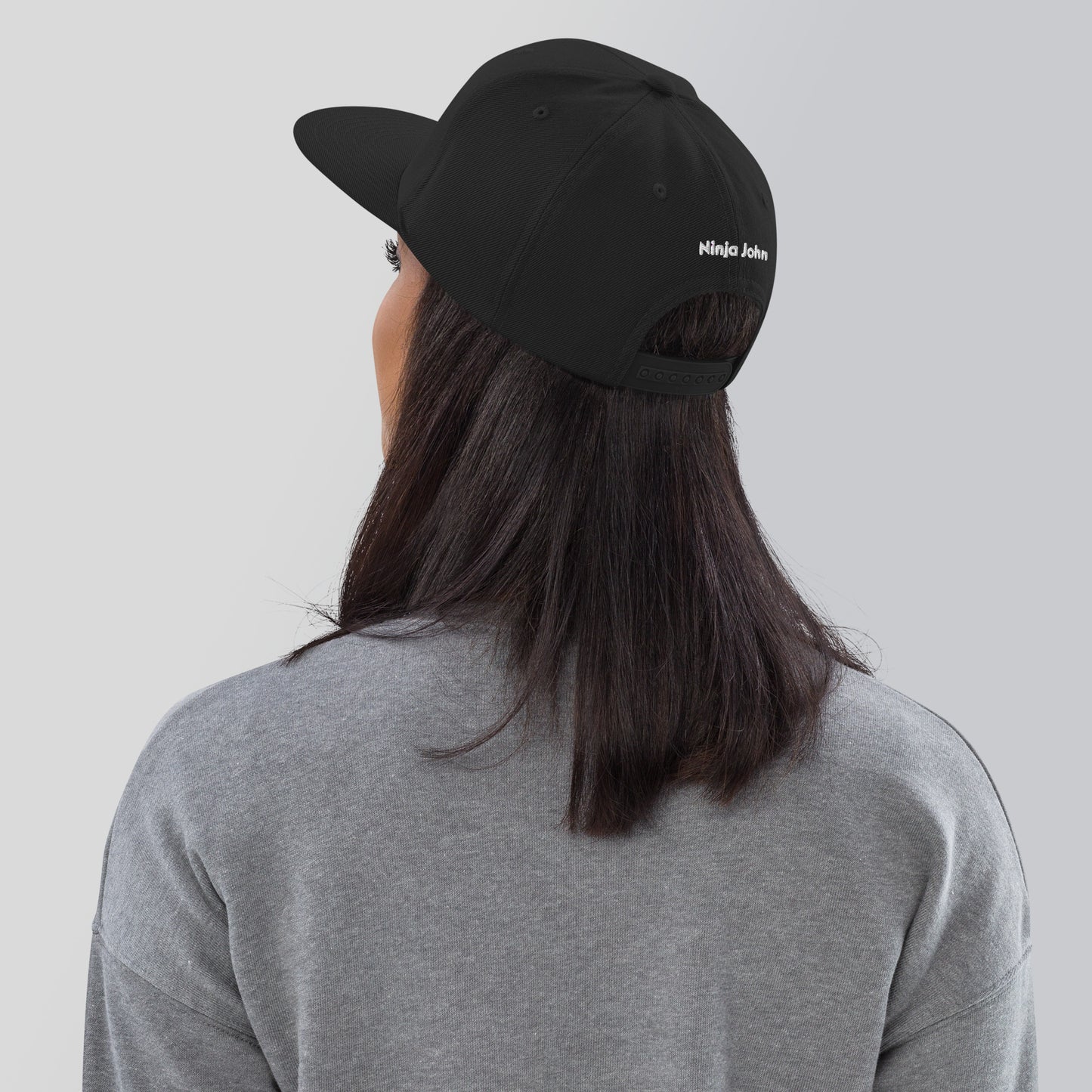 "John" in Japanese Kanji, Snapback Hat (Dark color, Left to right writing)