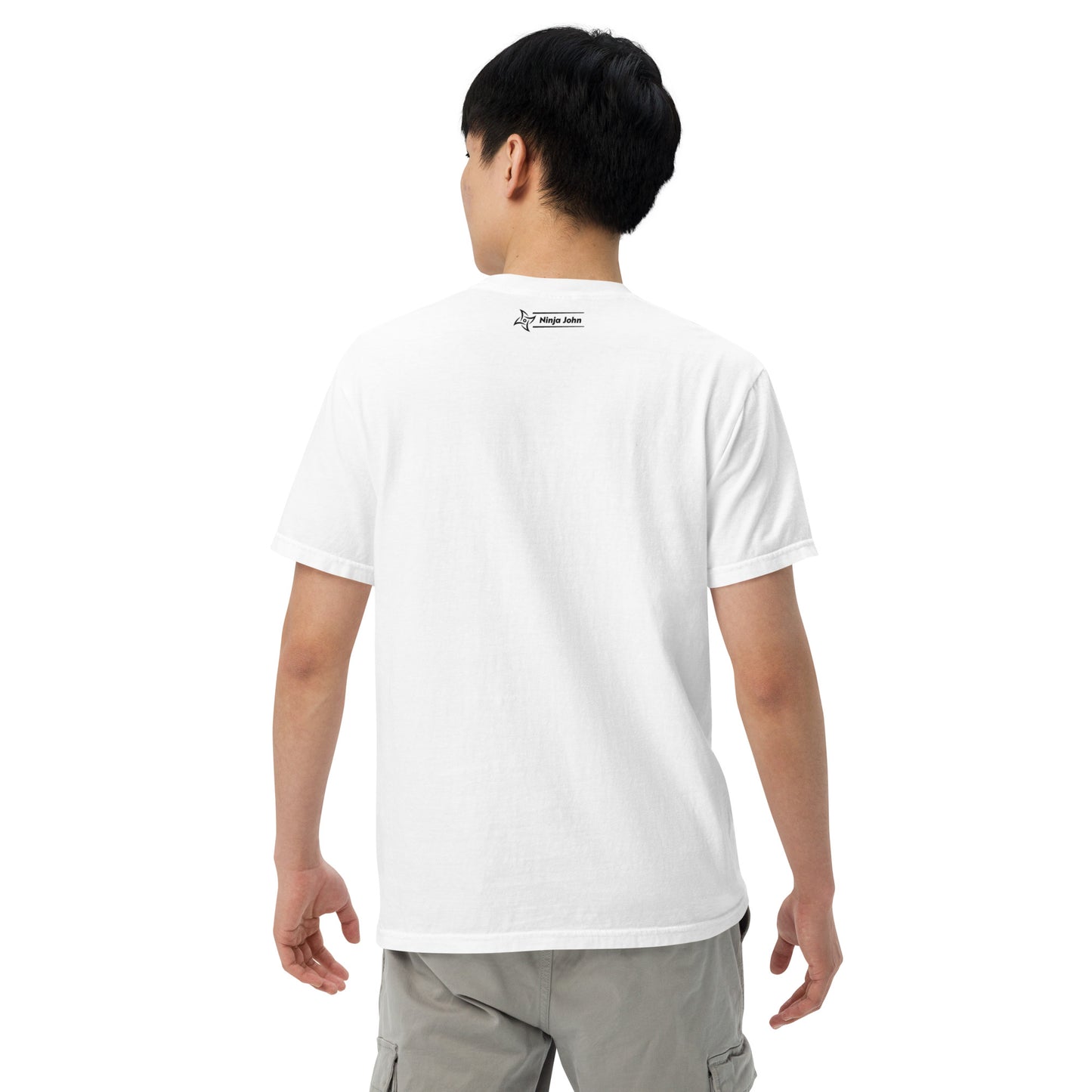 "John" in Japanese Kanji, Men’s T-shirt (Light color, Top to bottom writing)